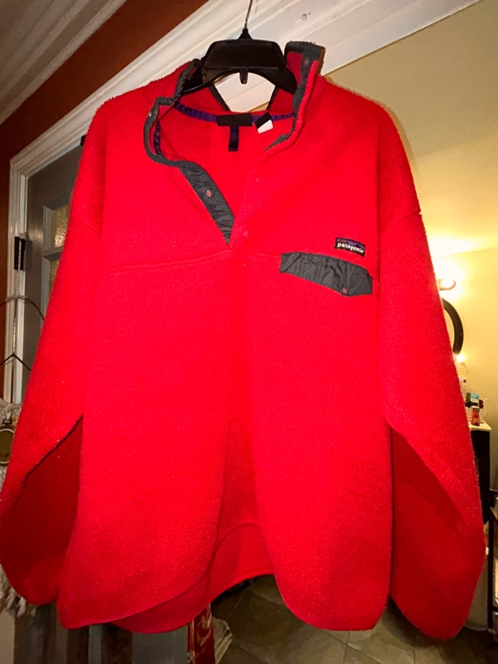 Patagonia Men’s Red Snap-T Fleece Pullover with Black Trim